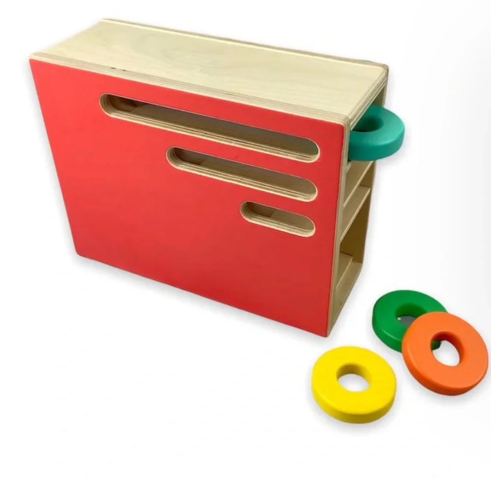 Lovevery Count and Slide Ring Chute Colorful Wooden Shape Sorter